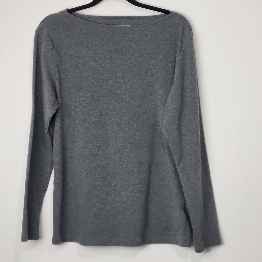 ELLEN TRACY LONG SLEEVE CLOSET STAPLE GRAY BOAT NECK TOP SIZE XL